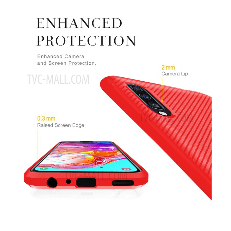 Anti-slip Texture Anti-drop TPU Phone Case for Samsung Galaxy A70 - Red-8