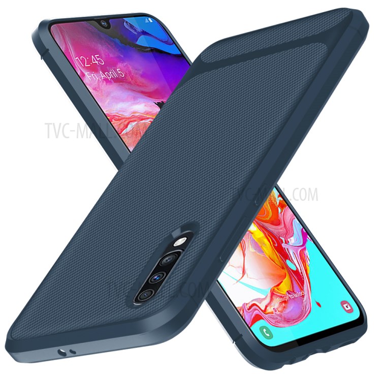 Anti-slip Texture Anti-drop TPU Phone Case for Samsung Galaxy A70 - Blue-11