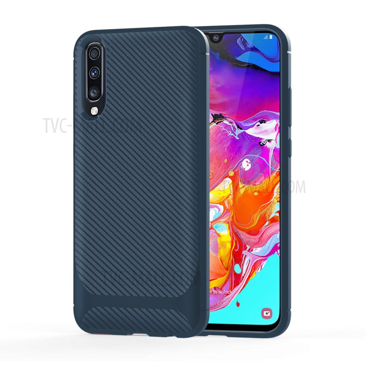 Anti-slip Texture Anti-drop TPU Phone Case for Samsung Galaxy A70 - Blue-12