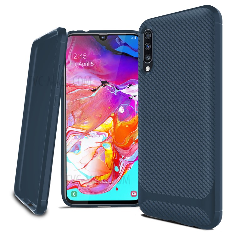 Anti-slip Texture Anti-drop TPU Phone Case for Samsung Galaxy A70 - Blue-13