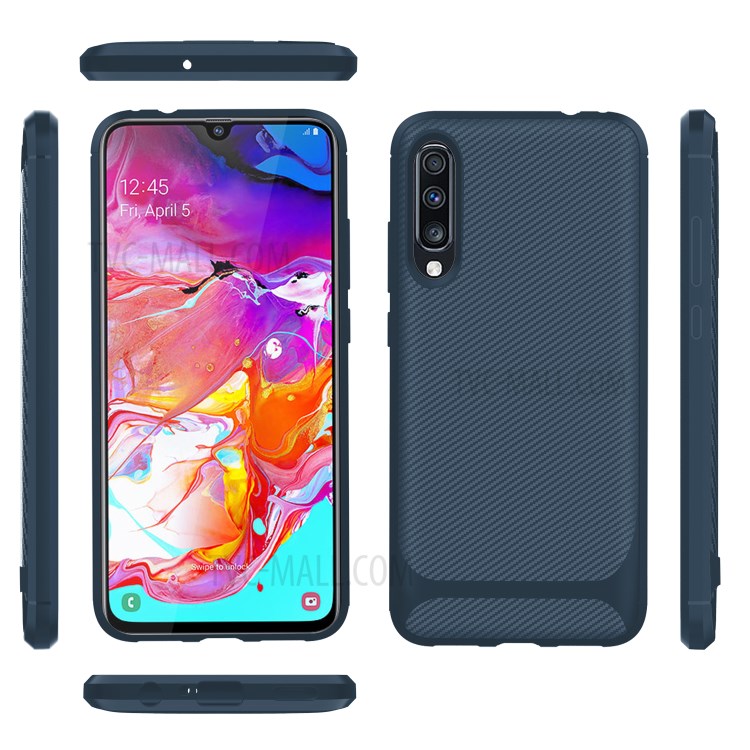 Anti-slip Texture Anti-drop TPU Phone Case for Samsung Galaxy A70 - Blue-14