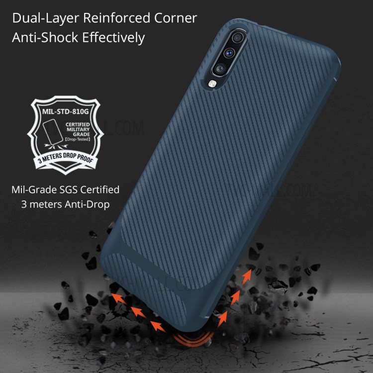 Anti-slip Texture Anti-drop TPU Phone Case for Samsung Galaxy A70 - Blue-7