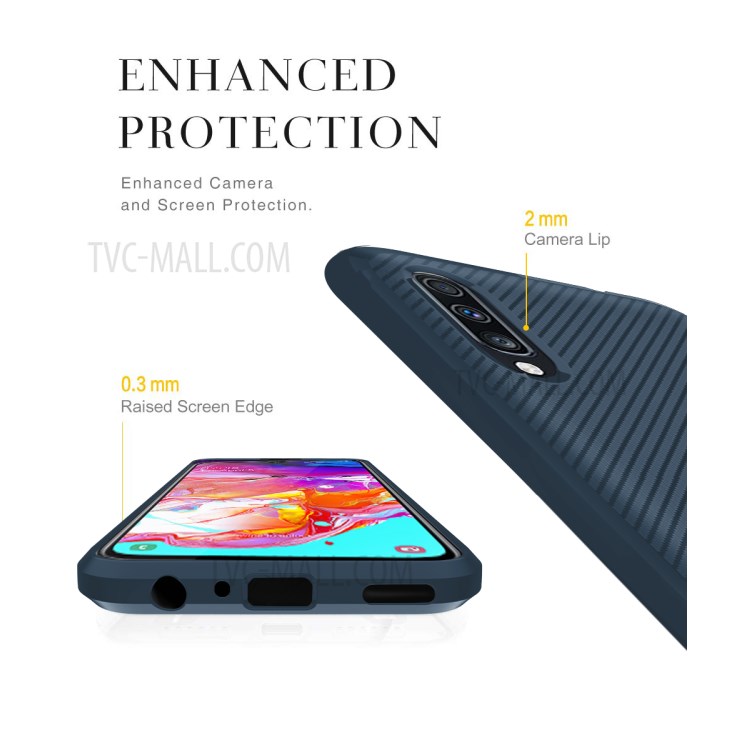 Anti-slip Texture Anti-drop TPU Phone Case for Samsung Galaxy A70 - Blue-8