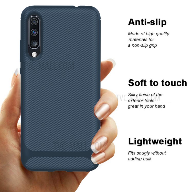Anti-slip Texture Anti-drop TPU Phone Case for Samsung Galaxy A70 - Blue-9