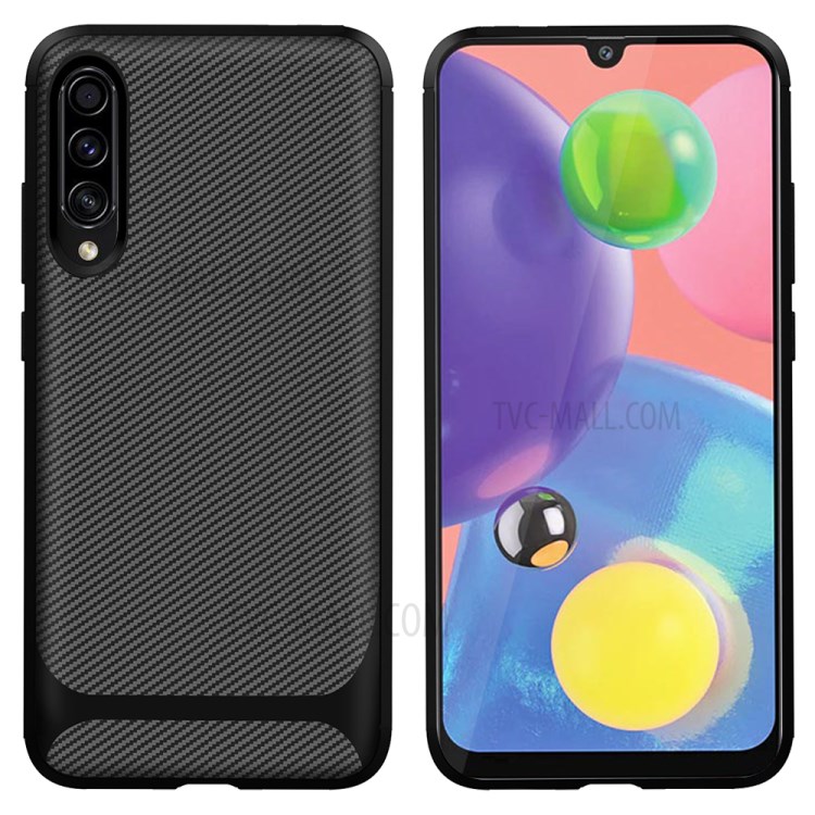 Fibres De Carbone Texture Anti-goutte TPU Étui De Téléphone Mobile Pour Samsung Galaxy A70s - Noir-1