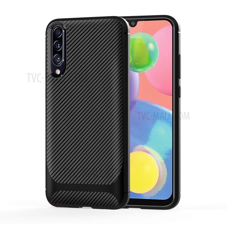 Fibres De Carbone Texture Anti-goutte TPU Étui De Téléphone Mobile Pour Samsung Galaxy A70s - Noir-12