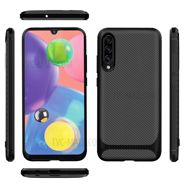 Fibres De Carbone Texture Anti-goutte TPU Étui De Téléphone Mobile Pour Samsung Galaxy A70s - Noir-14