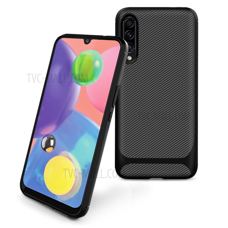 Fibres De Carbone Texture Anti-goutte TPU Étui De Téléphone Mobile Pour Samsung Galaxy A70s - Noir-2