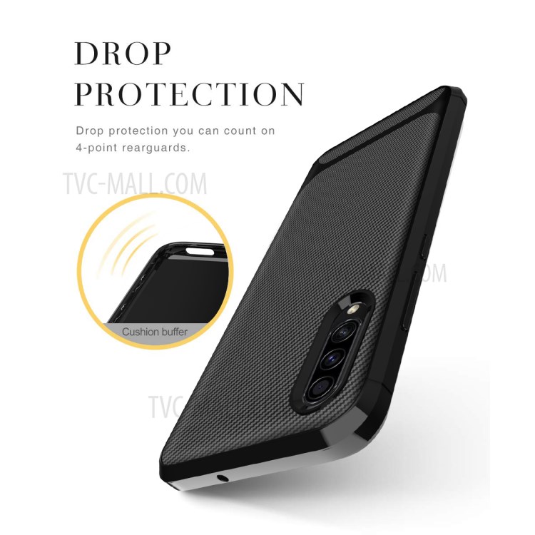 Fibres De Carbone Texture Anti-goutte TPU Étui De Téléphone Mobile Pour Samsung Galaxy A70s - Noir-3