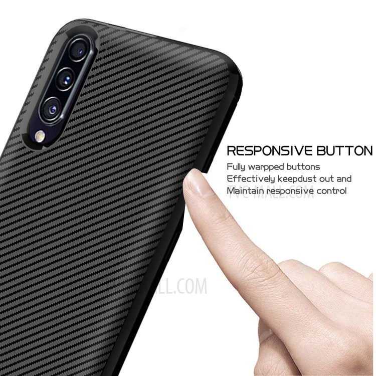 Fibres De Carbone Texture Anti-goutte TPU Étui De Téléphone Mobile Pour Samsung Galaxy A70s - Noir-4