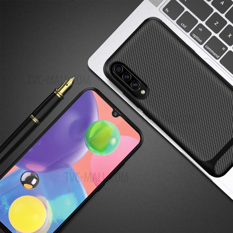 Fibres De Carbone Texture Anti-goutte TPU Étui De Téléphone Mobile Pour Samsung Galaxy A70s - Noir-5