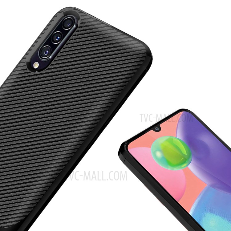 Fibres De Carbone Texture Anti-goutte TPU Étui De Téléphone Mobile Pour Samsung Galaxy A70s - Noir-6