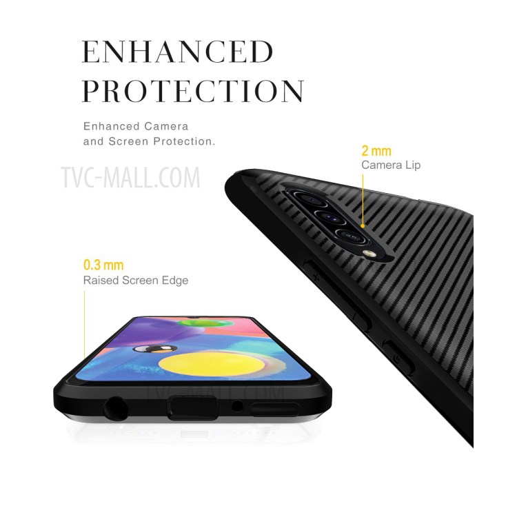 Fibres De Carbone Texture Anti-goutte TPU Étui De Téléphone Mobile Pour Samsung Galaxy A70s - Noir-8