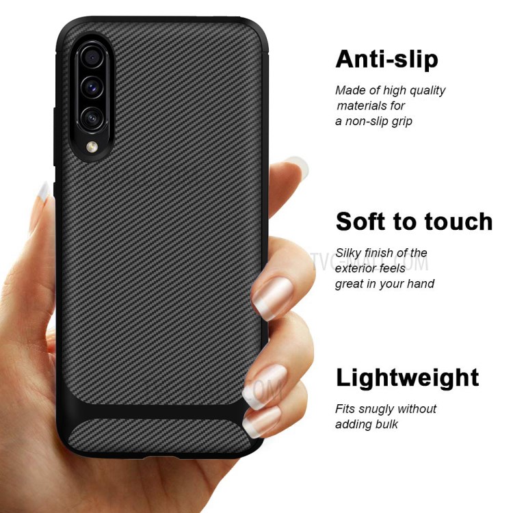 Fibres De Carbone Texture Anti-goutte TPU Étui De Téléphone Mobile Pour Samsung Galaxy A70s - Noir-9