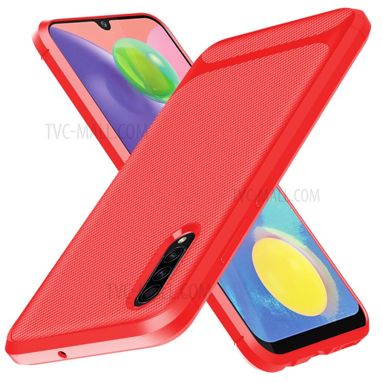 Carbon Fiber Texture Anti-drop TPU Mobile Phone Case for Samsung Galaxy A70s - Red-11
