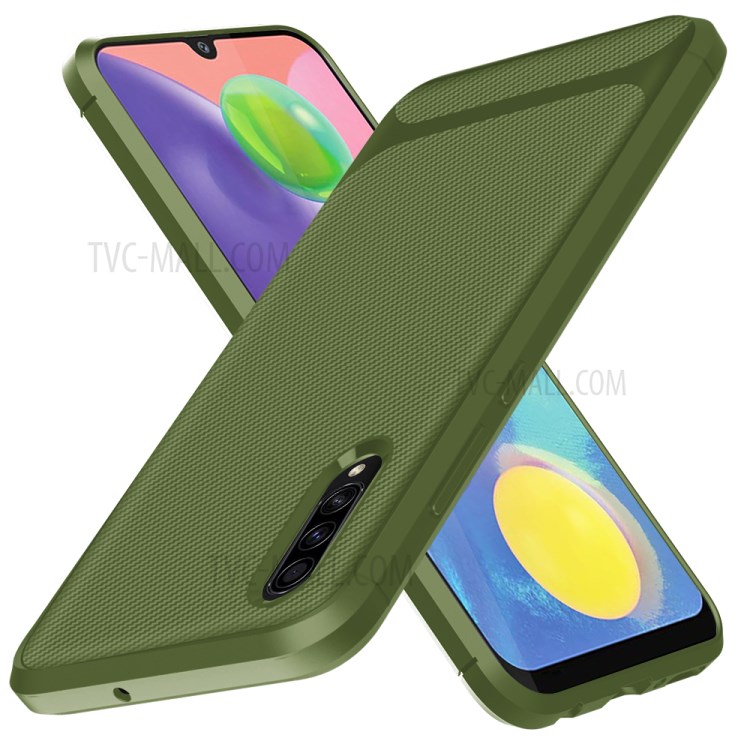 Carbon Fiber Texture Anti-drop TPU Mobile Phone Case for Samsung Galaxy A70s - Green-11