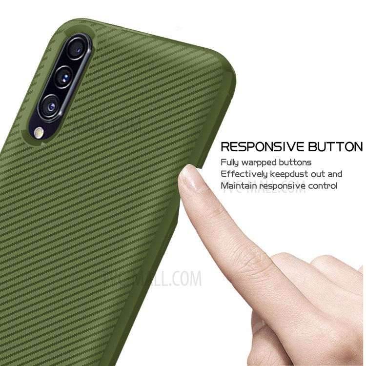 Carbon Fiber Texture Anti-drop TPU Mobile Phone Case for Samsung Galaxy A70s - Green-4