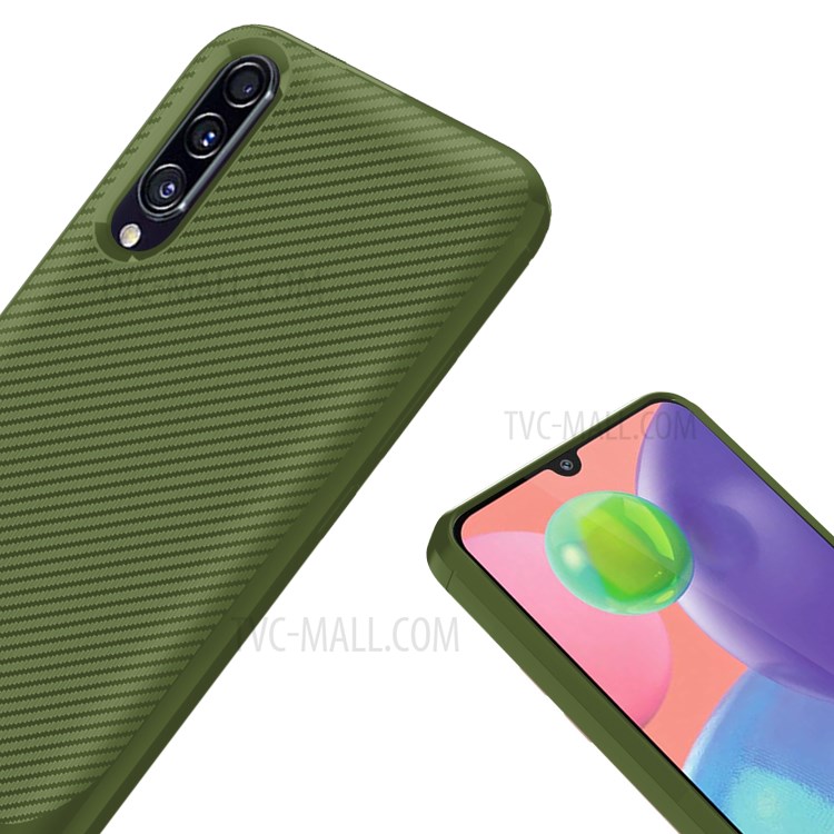 Carbon Fiber Texture Anti-drop TPU Mobile Phone Case for Samsung Galaxy A70s - Green-6