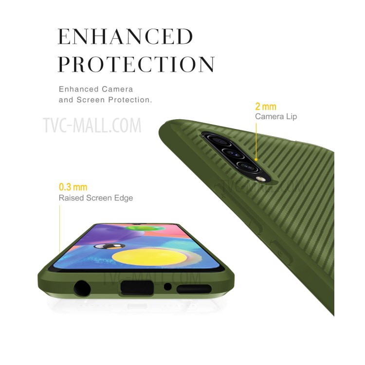 Carbon Fiber Texture Anti-drop TPU Mobile Phone Case for Samsung Galaxy A70s - Green-8