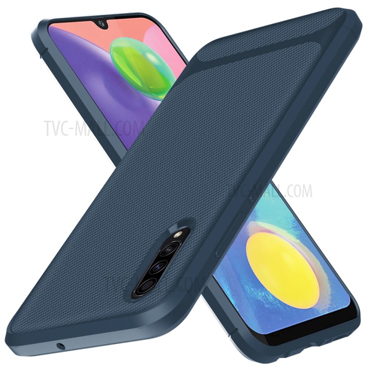 Carbon Fiber Texture Anti-drop TPU Mobile Phone Case for Samsung Galaxy A70s - Blue-11