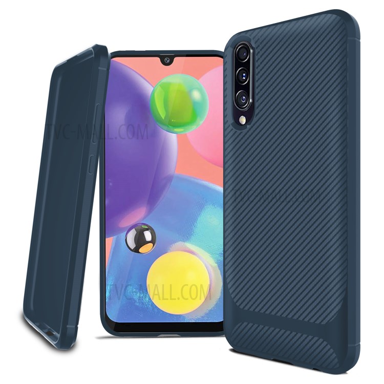 Carbon Fiber Texture Anti-drop TPU Mobile Phone Case for Samsung Galaxy A70s - Blue-13