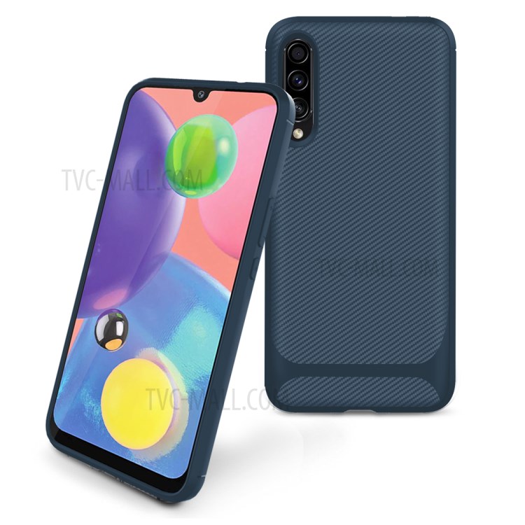 Carbon Fiber Texture Anti-drop TPU Mobile Phone Case for Samsung Galaxy A70s - Blue-2