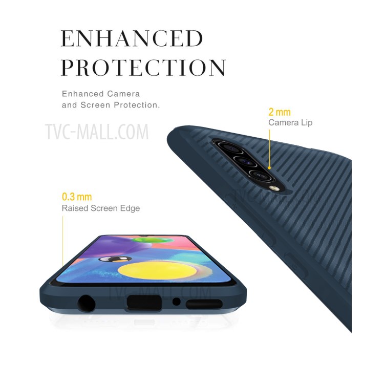 Carbon Fiber Texture Anti-drop TPU Mobile Phone Case for Samsung Galaxy A70s - Blue-8