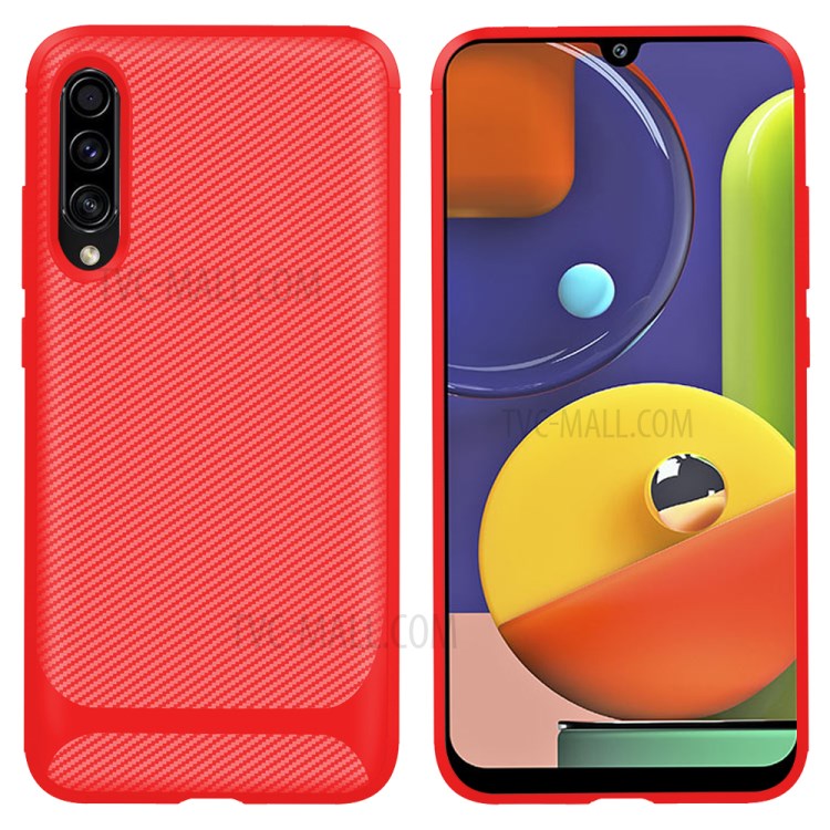 Carbon Fiber Series Anti-drop TPU Case for Samsung Galaxy A50 / A50s / A30s - Red-1