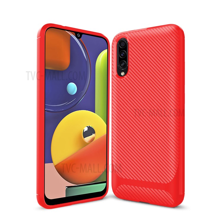 Carbon Fiber Series Anti-drop TPU Case for Samsung Galaxy A50 / A50s / A30s - Red-10