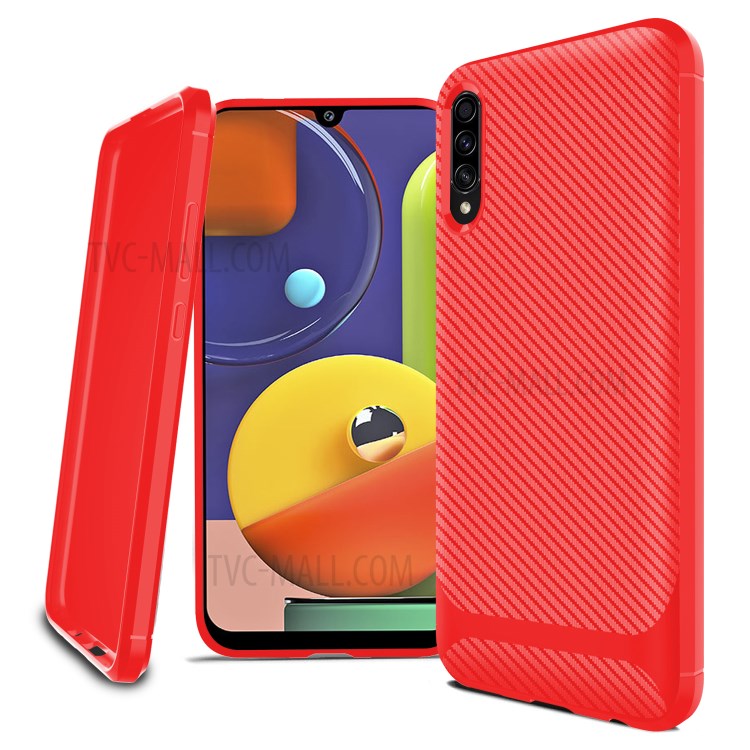 Carbon Fiber Series Anti-drop TPU Case for Samsung Galaxy A50 / A50s / A30s - Red-13