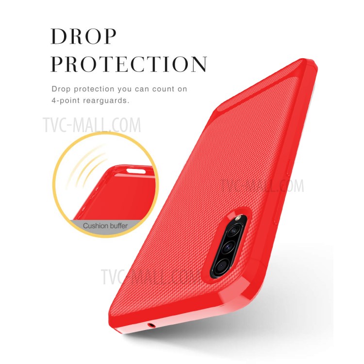 Carbon Fiber Series Anti-drop TPU Case for Samsung Galaxy A50 / A50s / A30s - Red-3