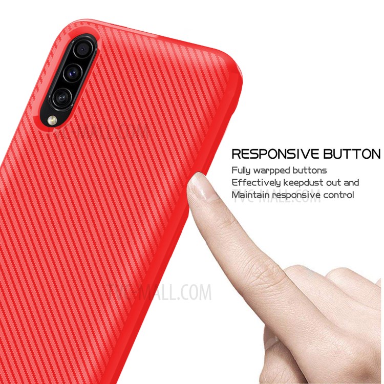Carbon Fiber Series Anti-drop TPU Case for Samsung Galaxy A50 / A50s / A30s - Red-4