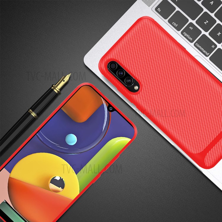 Carbon Fiber Series Anti-drop TPU Case for Samsung Galaxy A50 / A50s / A30s - Red-5