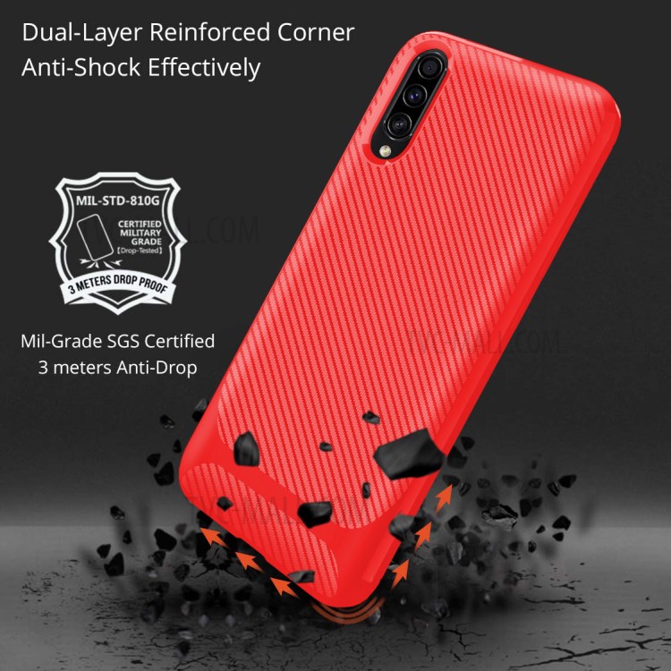 Carbon Fiber Series Anti-drop TPU Case for Samsung Galaxy A50 / A50s / A30s - Red-7