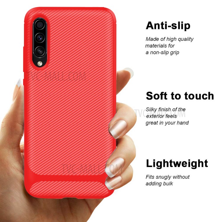 Carbon Fiber Series Anti-drop TPU Case for Samsung Galaxy A50 / A50s / A30s - Red-9