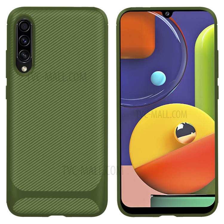 Carbon Fiber Series Anti-drop TPU Case for Samsung Galaxy A50 / A50s / A30s - Green-1
