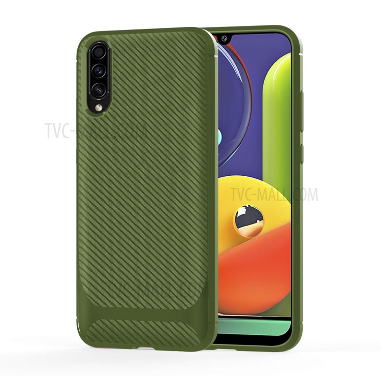 Carbon Fiber Series Anti-drop TPU Case for Samsung Galaxy A50 / A50s / A30s - Green-12