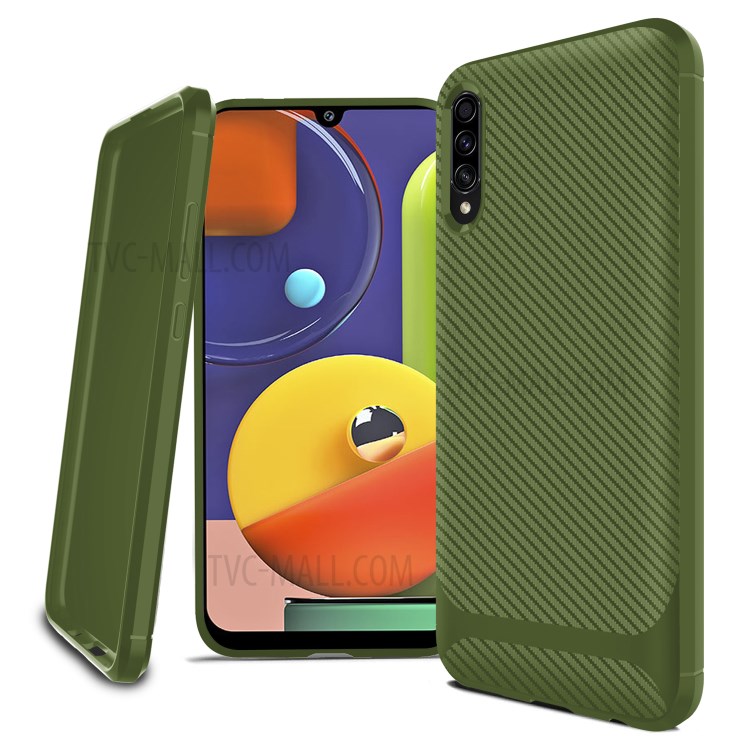 Carbon Fiber Series Anti-drop TPU Case for Samsung Galaxy A50 / A50s / A30s - Green-13