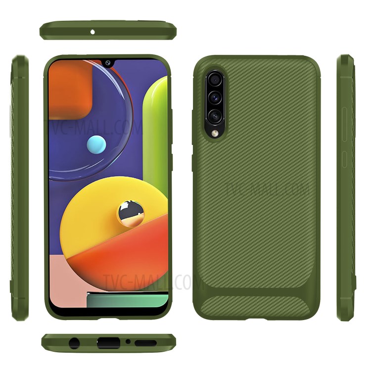 Carbon Fiber Series Anti-drop TPU Case for Samsung Galaxy A50 / A50s / A30s - Green-14