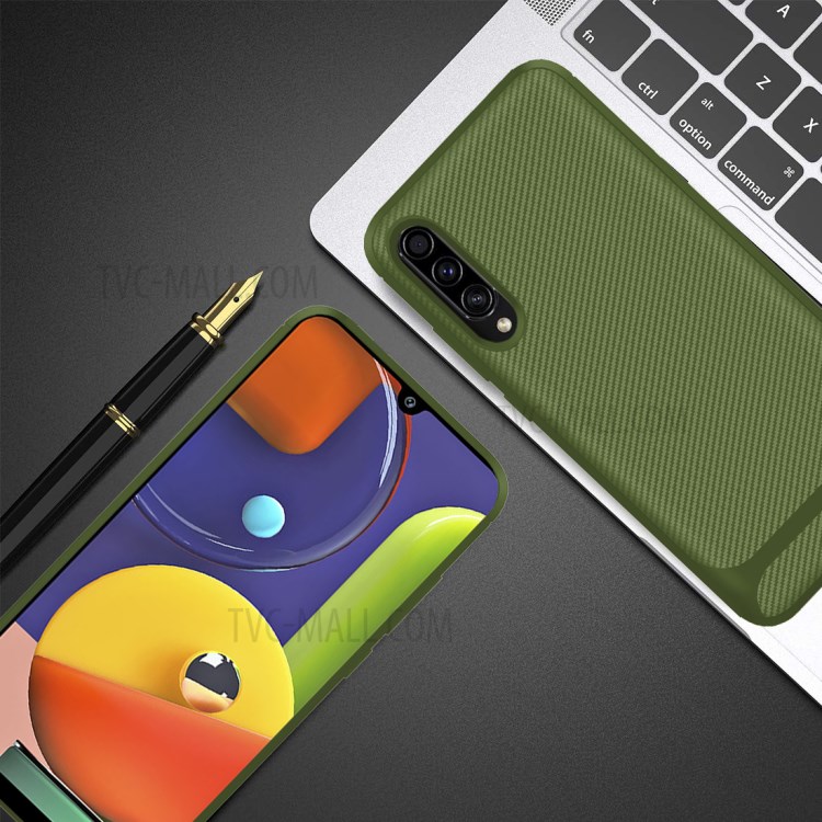 Carbon Fiber Series Anti-drop TPU Case for Samsung Galaxy A50 / A50s / A30s - Green-5