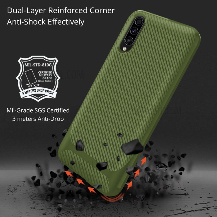 Carbon Fiber Series Anti-drop TPU Case for Samsung Galaxy A50 / A50s / A30s - Green-7