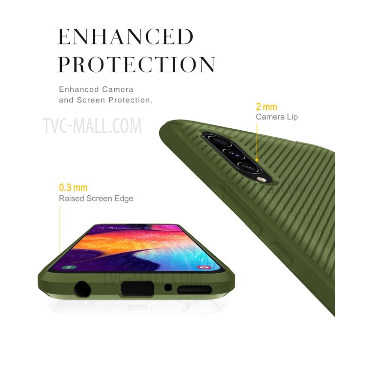 Carbon Fiber Series Anti-drop TPU Case for Samsung Galaxy A50 / A50s / A30s - Green-8