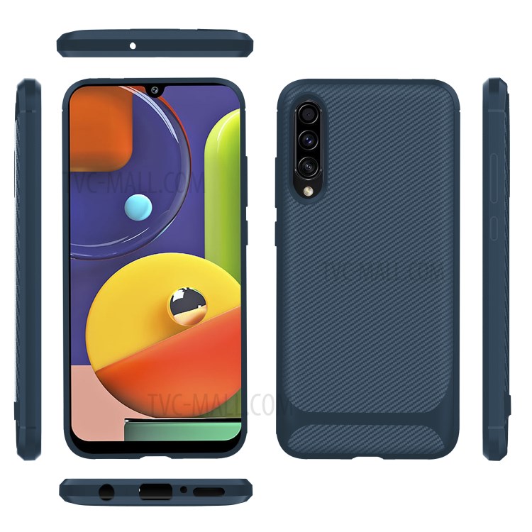 Carbon Fiber Series Anti-drop TPU Case for Samsung Galaxy A50 / A50s / A30s - Blue-14