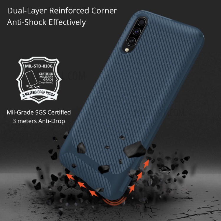 Carbon Fiber Series Anti-drop TPU Case for Samsung Galaxy A50 / A50s / A30s - Blue-7