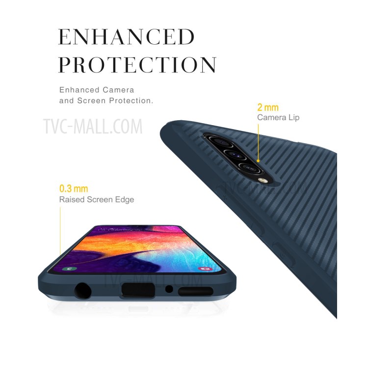 Carbon Fiber Series Anti-drop TPU Case for Samsung Galaxy A50 / A50s / A30s - Blue-8