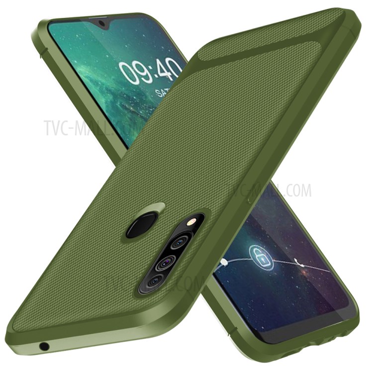 Carbon Fiber Surface Anti-drop TPU Mobile Case for Samsung Galaxy A20s - Green-11