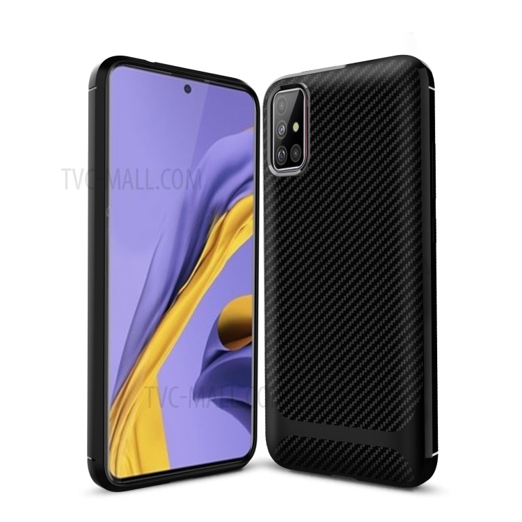 Anti-slip Carbon Fiber Texture Anti-drop TPU Mobile Case for Samsung Galaxy A71 - Black-10