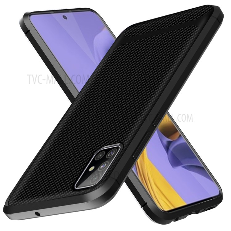 Anti-slip Carbon Fiber Texture Anti-drop TPU Mobile Case for Samsung Galaxy A71 - Black-11