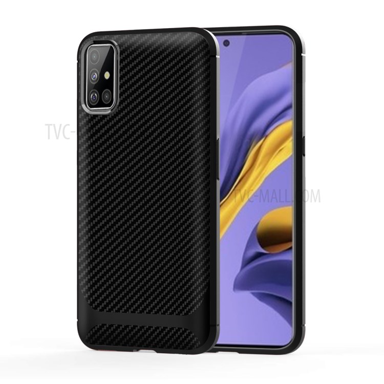 Anti-slip Carbon Fiber Texture Anti-drop TPU Mobile Case for Samsung Galaxy A71 - Black-12