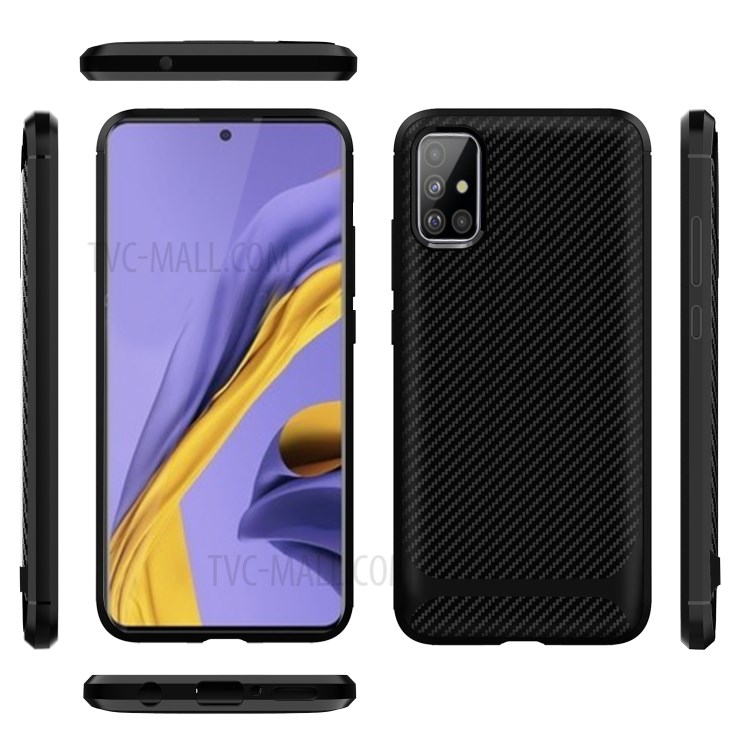 Anti-slip Carbon Fiber Texture Anti-drop TPU Mobile Case for Samsung Galaxy A71 - Black-14